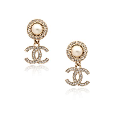 gold chanel earrings replica|chanel logo earrings white gold.